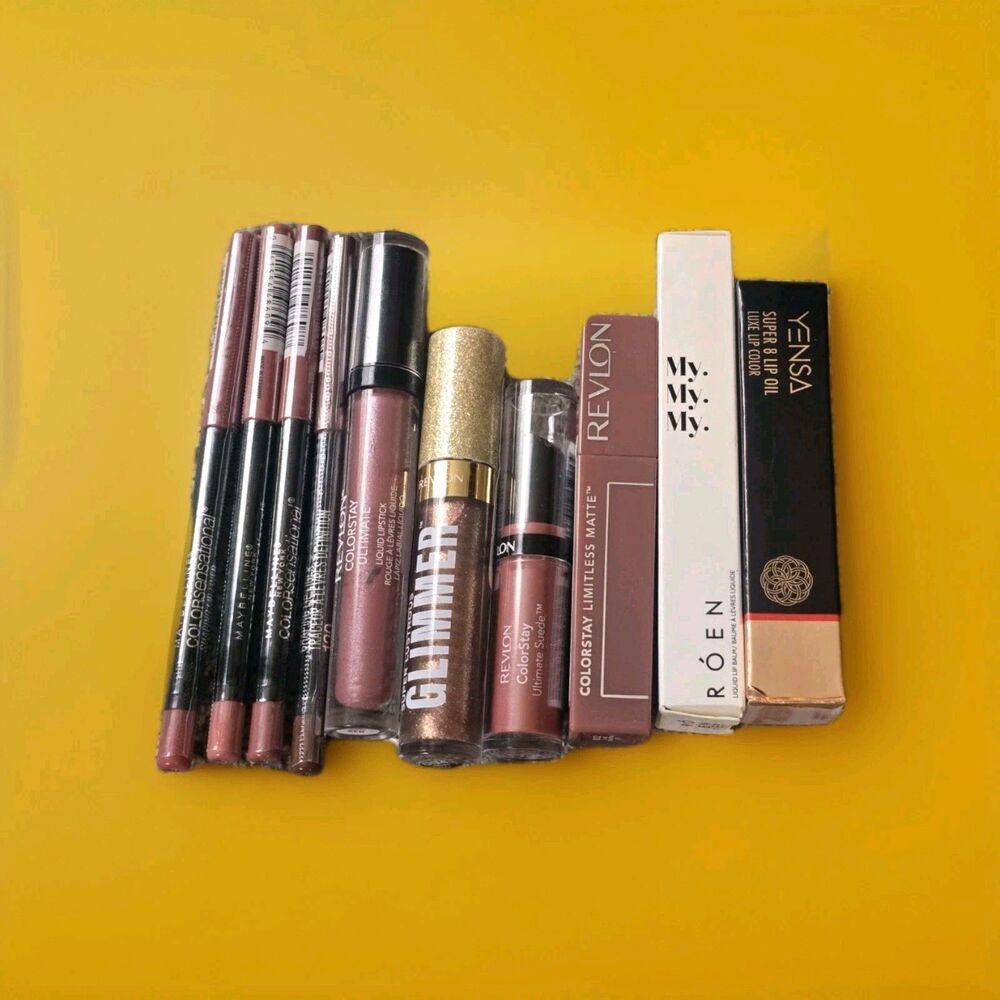 LOT OF 10 LIP BEAUTY PRODUCTS-Revlon, Maybelline, YENSA & ROAN *ALL NEW*